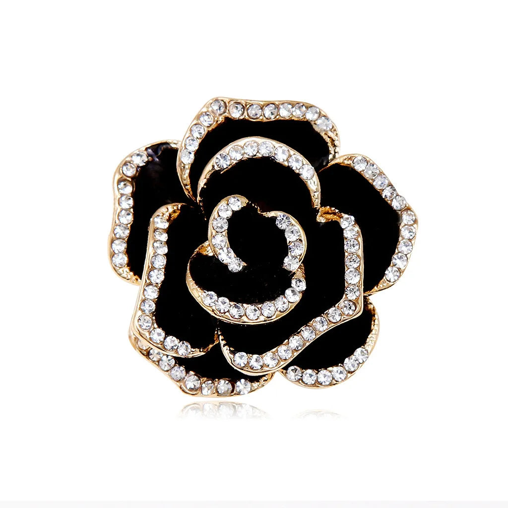 DR017 Fashion Black Rose Flower Brooch Women Brooch Jewelry Wholesale