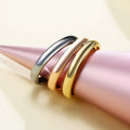 Poya Fashion Simple Design 3mm 18K Gold Silver Rose Gold Plated Domed Tungsten Ring for Women Girls