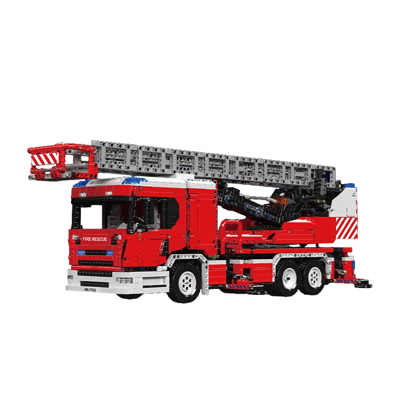 Mould King 17022S Technology Science and Technology Fire Engine 8 Engines Are Fully Equipped with Large Fire Extinguisher Ladder