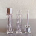 LZ Pack Stock 100pcs 5ml Matte Silver Top Crystal Liquid Lipstick Packaging Custom Logo Clear Lip Gloss Tube With Heart Brush