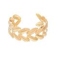 Gold Silver Plated Metal Leaves Bangle Bracelet Fashion Stripes Open Design Versatile Jewelry Accessory