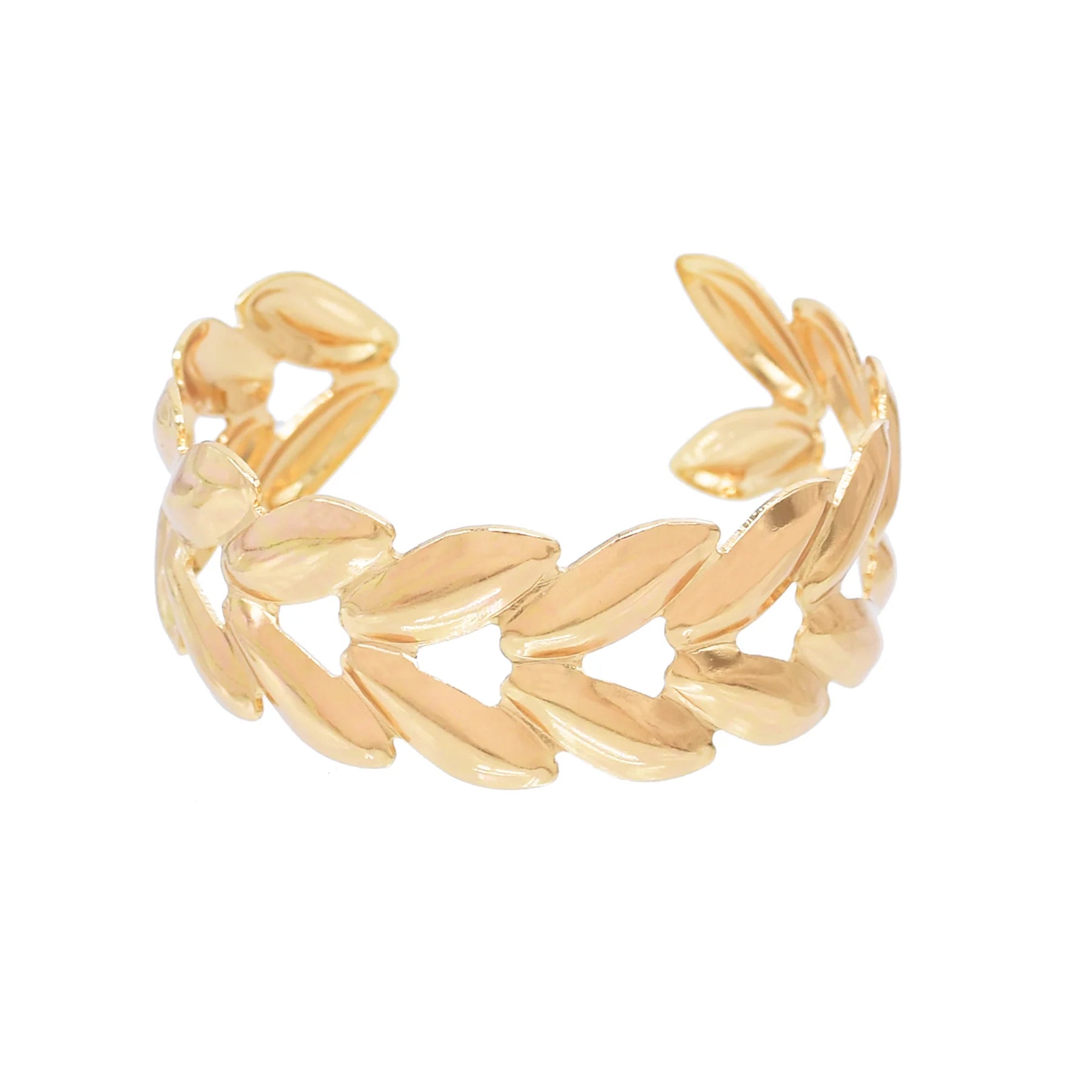 Gold Silver Plated Metal Leaves Bangle Bracelet Fashion Stripes Open Design Versatile Jewelry Accessory