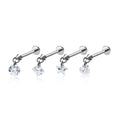 Titanium Star Heart Push CZ Labret Stud Earrings Children's Tragus Cartilage Lobe Helix Daith Inlaid Lip Studs Body Zircon