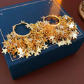 2025 New Arrival Fashion Jewelry Real Gold Zircon Star Tassel Ear Buckle Fashionable Earrings 18k Real Gold Star Hoop Earrings