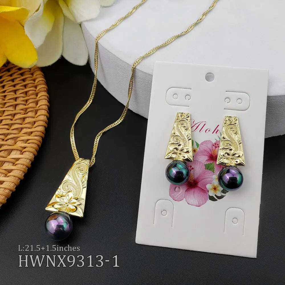 Hawaiian Jewelry wholesale Large Pearl Pendant Necklace Hawaiian Jewelry Wholesale Sets