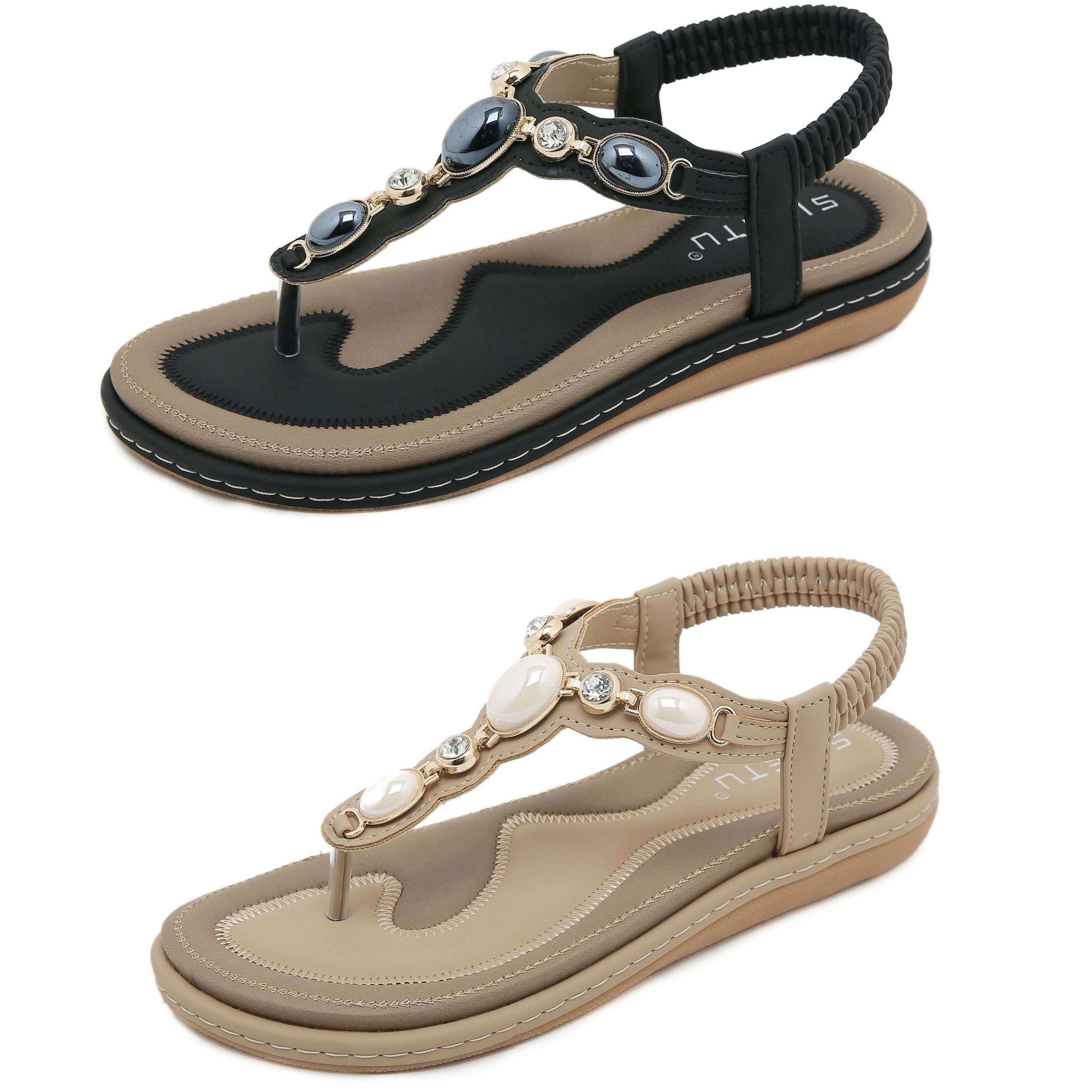 Designer Women's Comfortable Casual Fashion Flat Sandals at the Beach Large Size Flat Elastic Strap Dressy Fashion Shoes Women