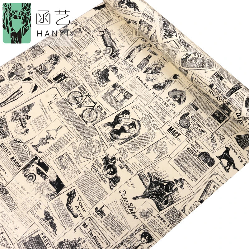 Peel and Stick Wallpaper Removable Vintage Newspaper Contact Paper Decorative Self Adhesive Shelf Drawer Liner Roll
