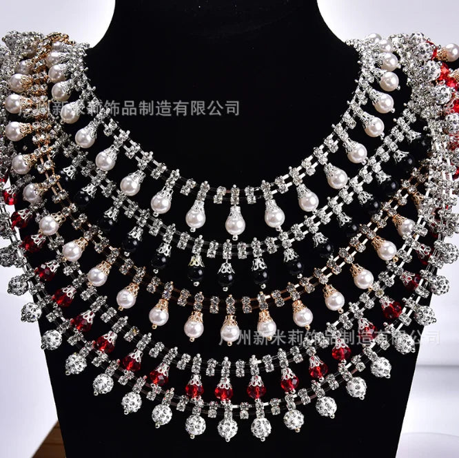 2Cm Wide Rhinestone Pearl Chain Inlaid Diamond Welding Claw Beads DIY Headdress Jewelry Accessories Wedding Decoration MegaBDM