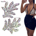 WRP-101 New Arrivals Hotfix Transfer Diamond Leaf Iron on Rhinestone Applique Crystal Patches