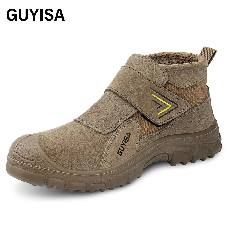 GUYISA Welder Safety Boots European Standard Steel Toe Safety Boots for Men Construction Sites