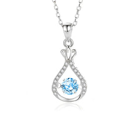 New Arrival Beating Heart Clavicle Chain S925 Sterling Silver Rose Gold Plated Waterdrop Crown Pendant Necklace