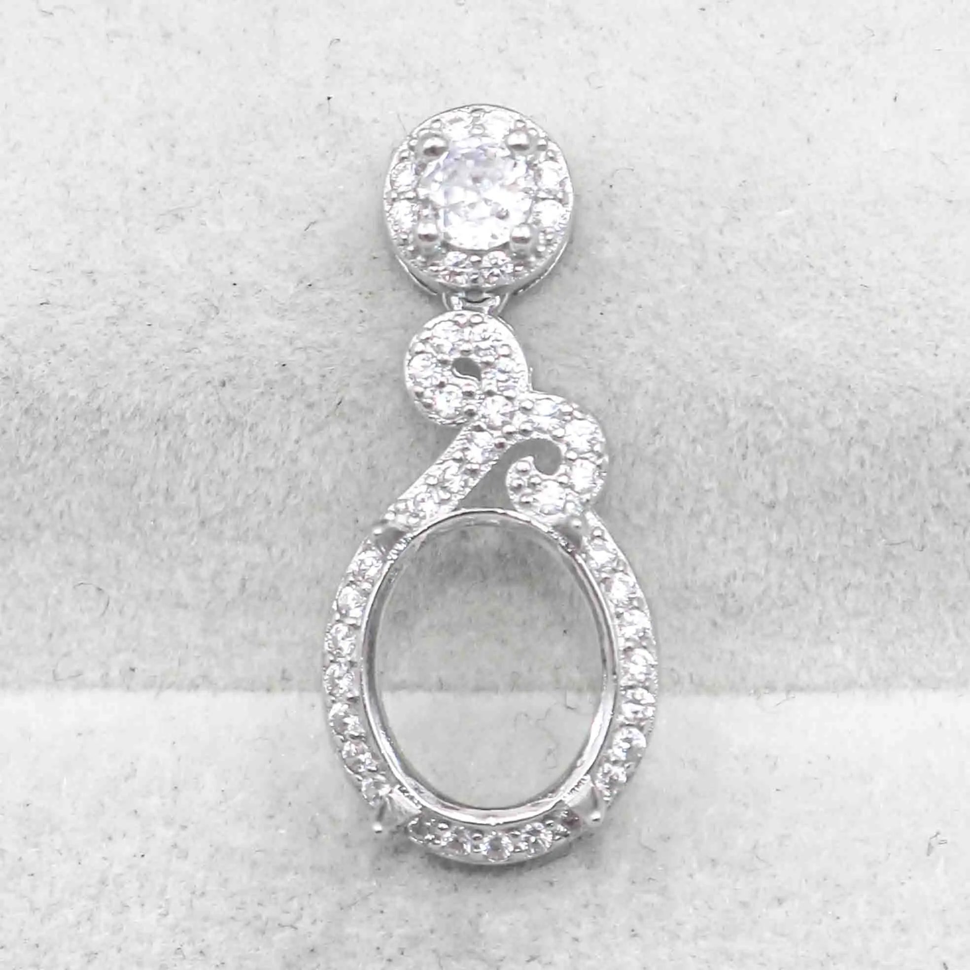 Sterling Silver 9*11mm Semi Mount Pendant Empty Frame Blank Support Setting S925 Base Holder Without Center Stone for DIY Inlay