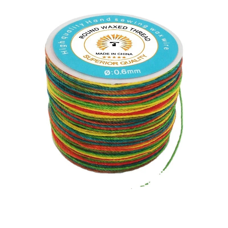 Eco-friendly Round 0.8mm 150D/16 Hand Knitting Polyester Waxed Thread 70m Small Size Waxed Thread