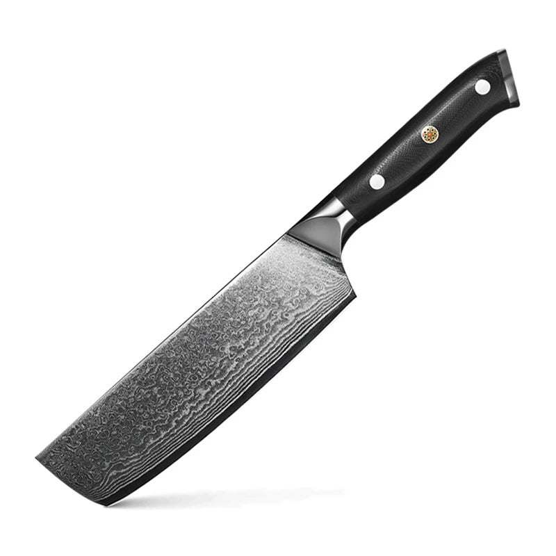 Damascus VG10 Super Steel 67-Layer High Carbon Stainless Metal Asian Kitchen Nakiri Chef Knife with G10 Handle