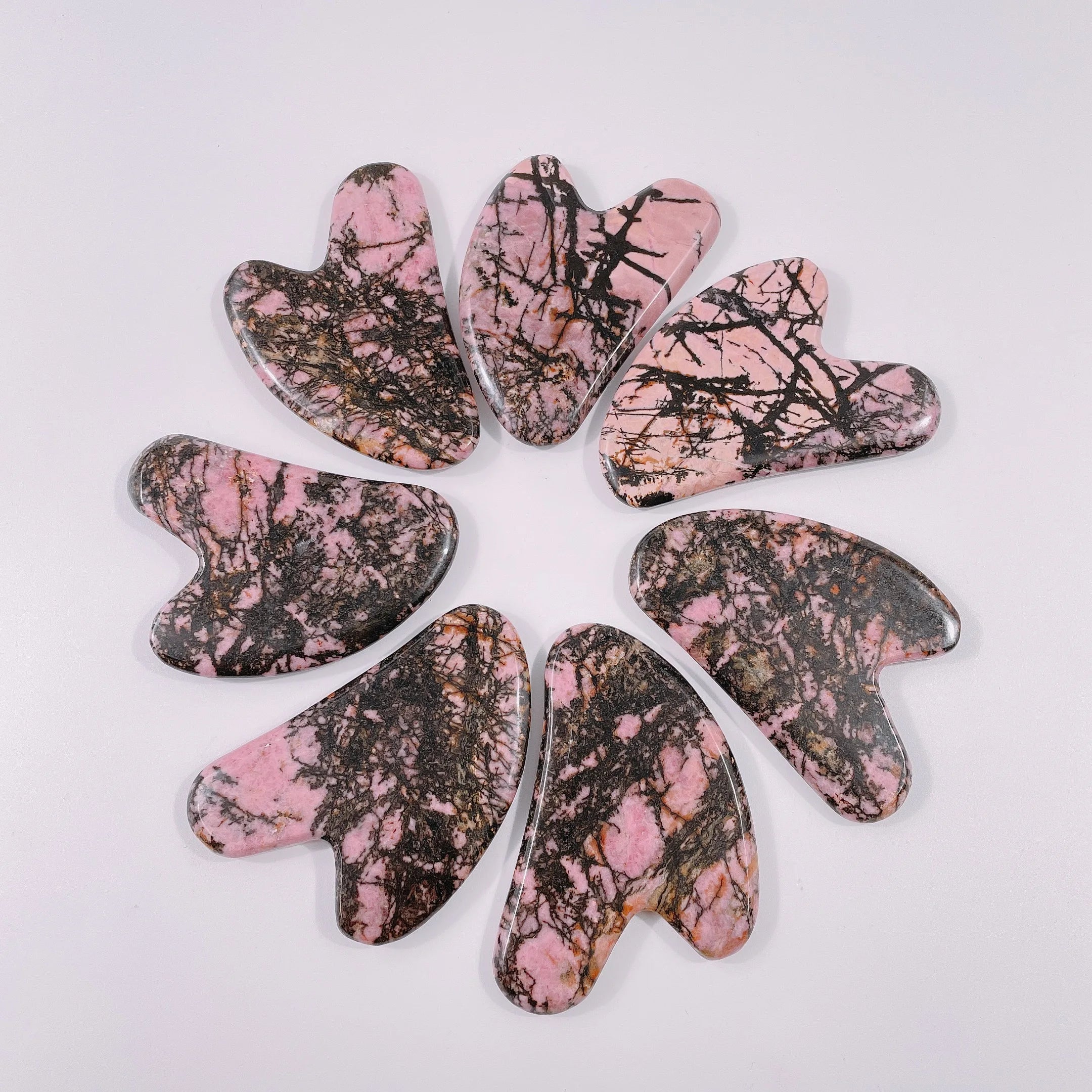 Huiying Facial Gua Sha Board Heart Shape Rhodorite Jasper Massager