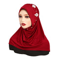 CCY Solid Color Muslim Instant Hijab Islamic Indonesia Turban Head Hijabs With Pearl for Women
