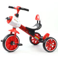 Red 3-Wheel Adjustable Steel Frame Comfort Ride-On Toddler Tricycle for Kids 2-4 Years Old Outdoor Music Plastic Trike Boys