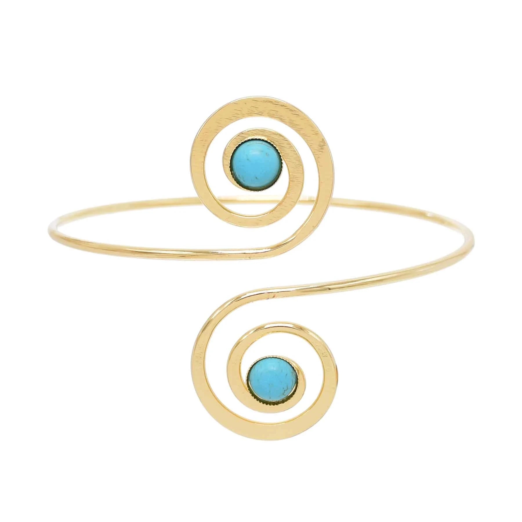 Fashion Gold Color Green Color Turquoise Beads Women Arm Bracelet Armband Cuff  Bangle