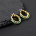RZ0014 Abiding Fine Jewelry Custom Inside Outside Hoops Natural Green Emerald Gemstone 925 Sterling Silver Bling Hoop Earrings