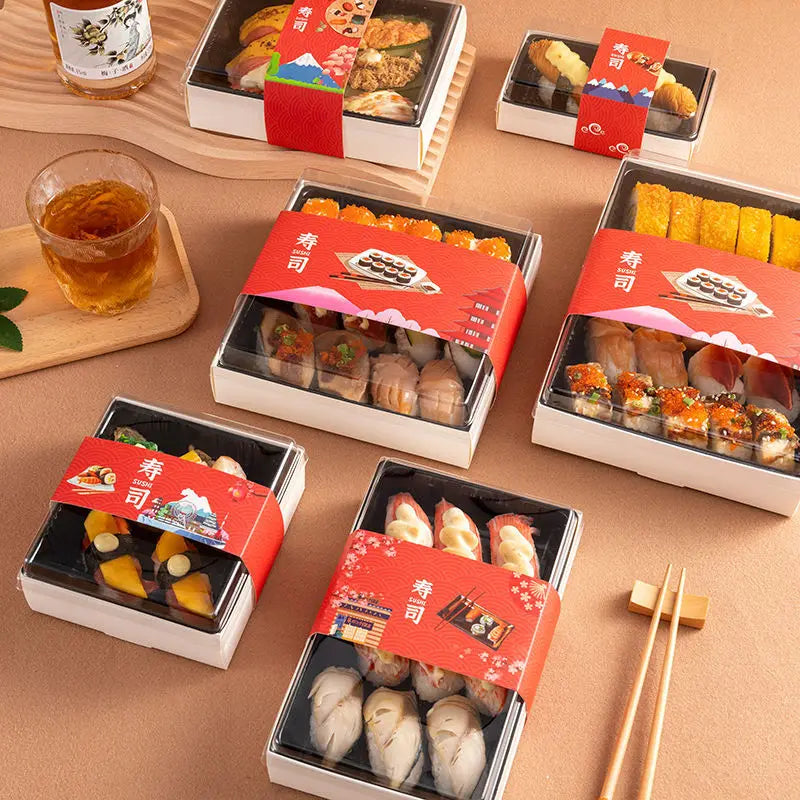 Hot Sales Wooden Takeaway  Food Container Packaging Bakery Pastry Cake Fruit Charcuterie Takeout Lunch Packaging Sushi Box