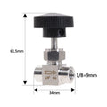 Water Gas Oil Stainless Steel S304 Manual Low Temperature Needle Valve with Internal Thread and OD 1/8'' 1/4'' 1/2''