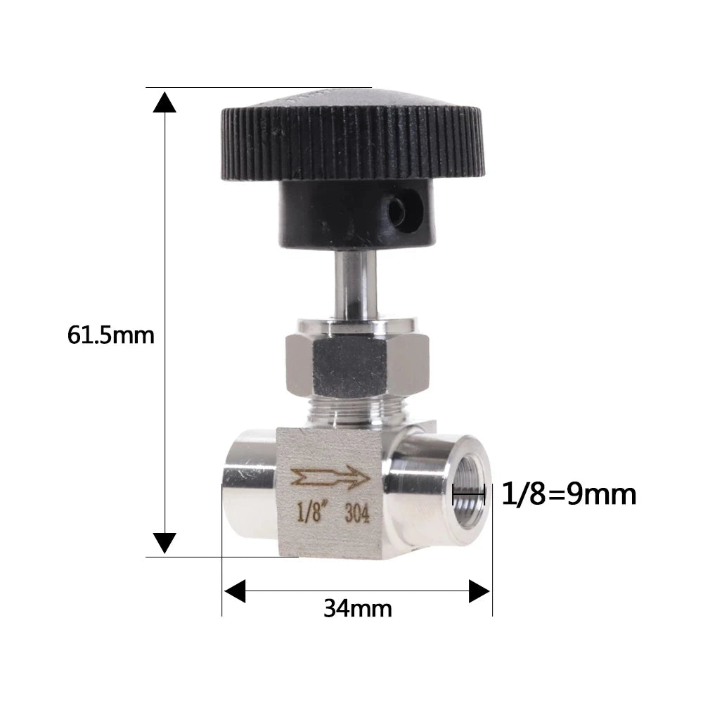 Water Gas Oil Stainless Steel S304 Manual Low Temperature Needle Valve with Internal Thread and OD 1/8'' 1/4'' 1/2''