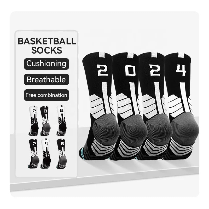 Custom LOGO Running Men'S Sports Training Fashion Socks Basketball Socks Sweat Absorbent and Breathable Sports Socks Customized