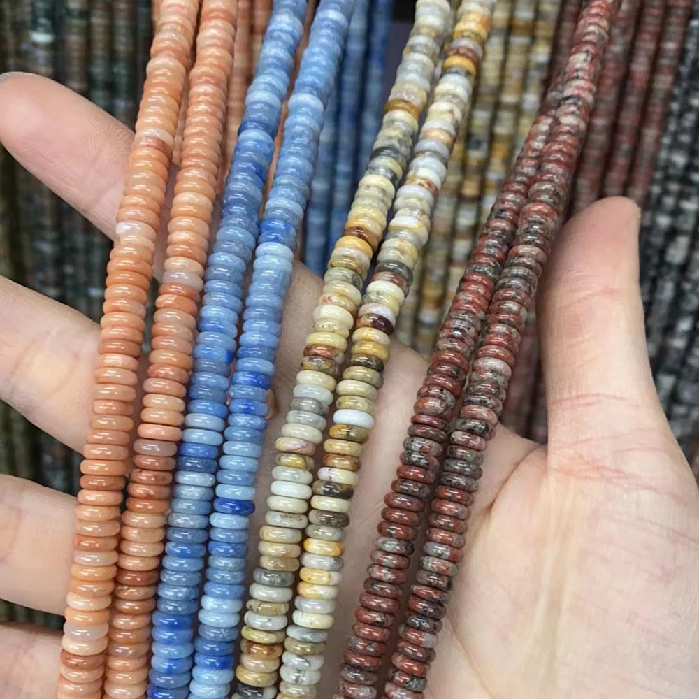 Wholesale 2x6mm Natural Stone Rondelle Spacer Beads Gemstone Disc Shapes for Diy Bracelet Jewelry Making