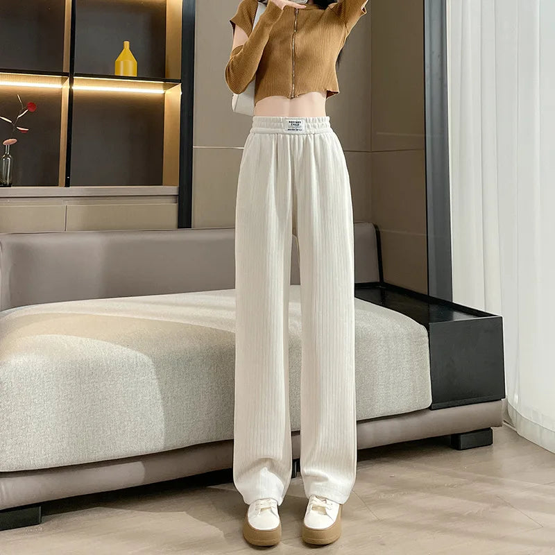 High Waist Wide-leg Pants Women's Draped Pants Corduroy Straight Casual Cloth Label Pants