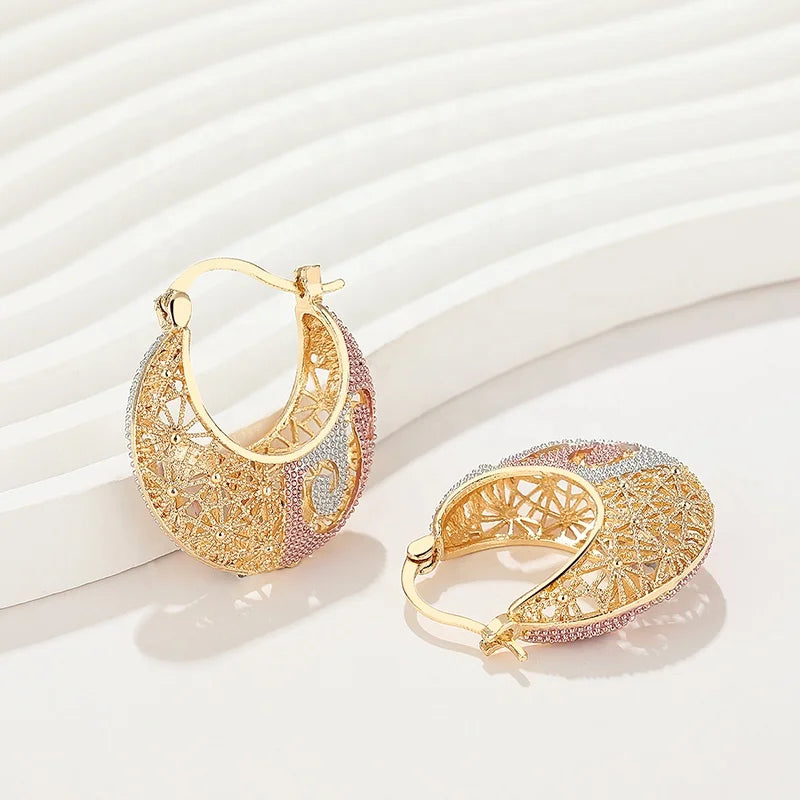 Bijouterie Joyeria Bisuterias Oro  Copper Alloy  Women Hoop 18K Gold Plated Earrings Fashion Jewelry Wholesale Earrings Women