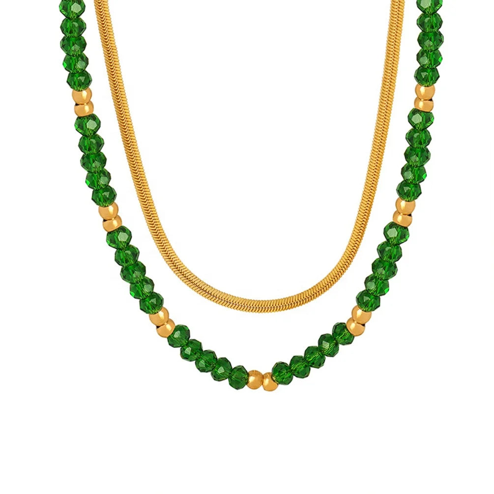 Alin Green Emerald Nature Stone Beads Handmade Necklaces From Semi-Precious Crystal Necklaces