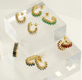 Ins Design Geometric Style U Shape Stainless Steel Cubic Zirconia Earrings Wholesale Assorted Color CZ
