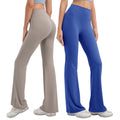 Women's Plus Size High Waist Flare Yoga Pants Bootcut Workout Leggings Elastic Waist Solid Athletic Bell Bottom Fitness Pants