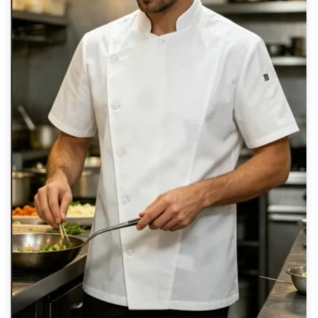 CHECKEDOUT 2025 Fashion Short Sleeve Catering Chef Uniform Jacket and Chef Uniforms Coat for Hotel and Restaurant Jacket