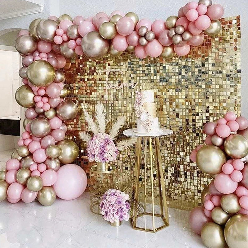 Manufacturers Shimmer Sequined Panel Iridescent Decoration Tile Matte Gold Square Acrylic Backdrop Home Decor Signs Sequin Wall