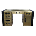 OEM ODM Executive Industrial Gold Brass Top Grain Leather for Desk Storage Drawers Luxury Office Desk Eco-Friendly Durable