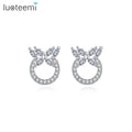 LUOTEEMI Korean Cubic Zirconia Zircon Flower Simple Luxury Fashion Earing for Girl Cute Earring Stud