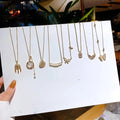 SC Wholesale Gold Geometric Necklace Fashion Stainless Steel Necklace Zircon Pearl Star Planet Bow Butterfly Necklace for Women