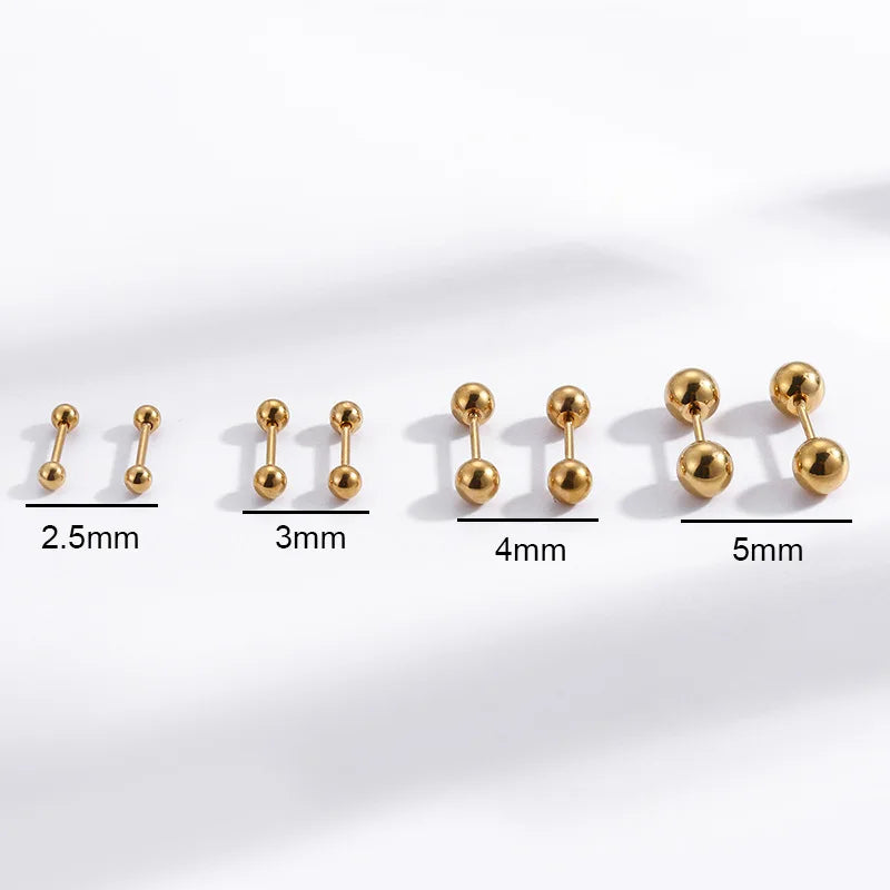 2023 New Stainless Steel 18K Golden Bean Screw Ball Cartilage Ear Bone Nail Piercing Jewelry