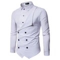 New Men's Fashion Personality Double Breasted Two Long Sleeved Shirts for Men