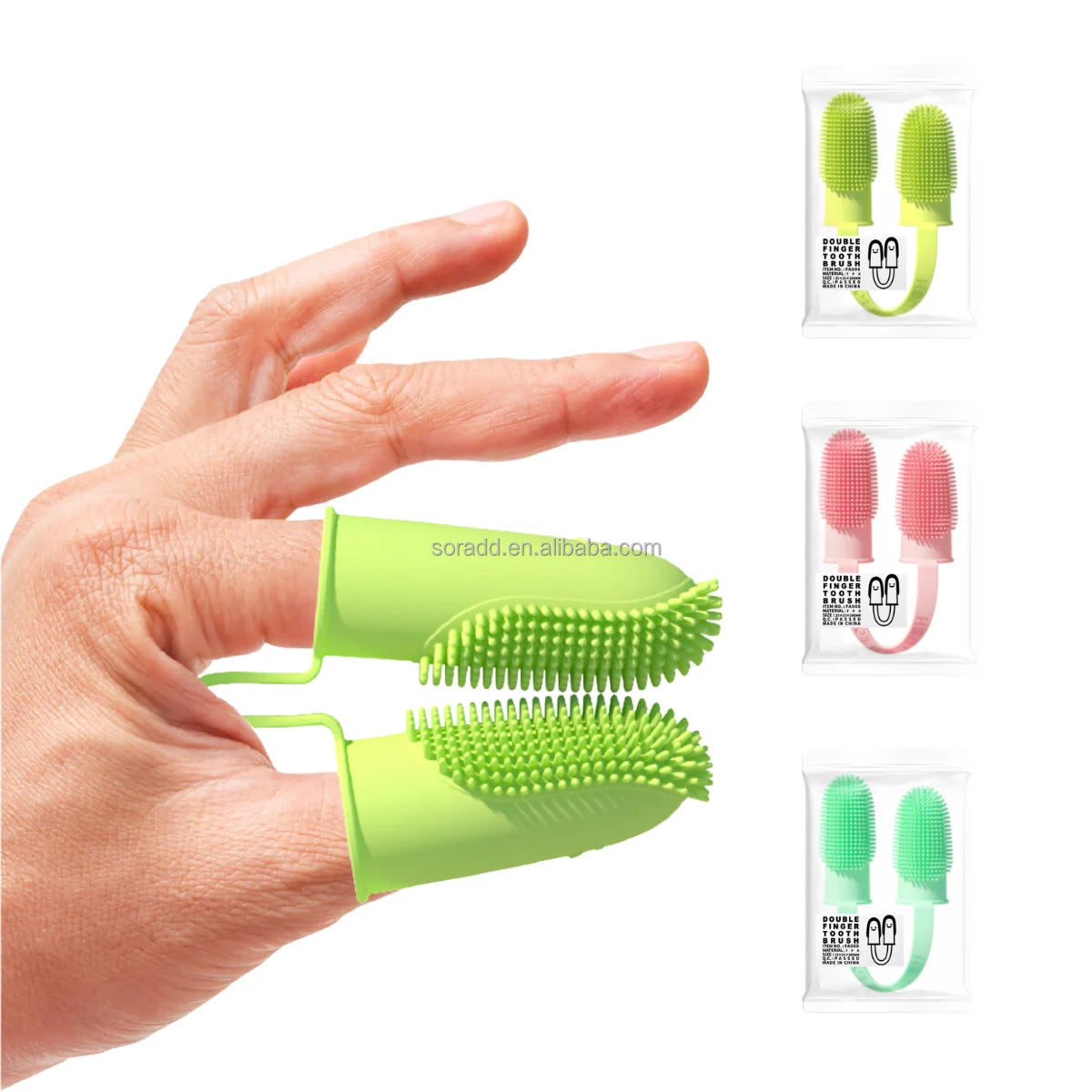 OEM Dental Care Silicone 360 Degree Puppy Pet Dog Tooth Brush Finger Toothbrush Kit with Soft Bristles for Teeth Cleaning