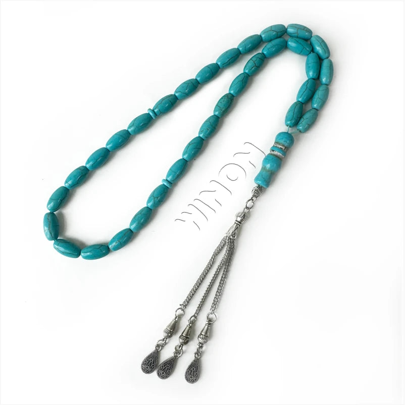 8*14mm  33 Prayer Beads Stone Beaded Necklace Islamic Prayer Beads Muslim Rosary Tasbih Tesbih Arab Accessories Rosary Tasbih