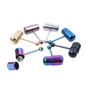 316L Stainless Steel Body Piercing Shock Massage Tongue Barbell Vibrating Tongue Ring With Battery