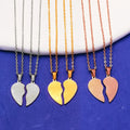 316L Stainless Steel Jewelry Blank Spilt Heart Pendant Custom Logo Engraving Couple Broken Heart Pendant Necklace Set for Women