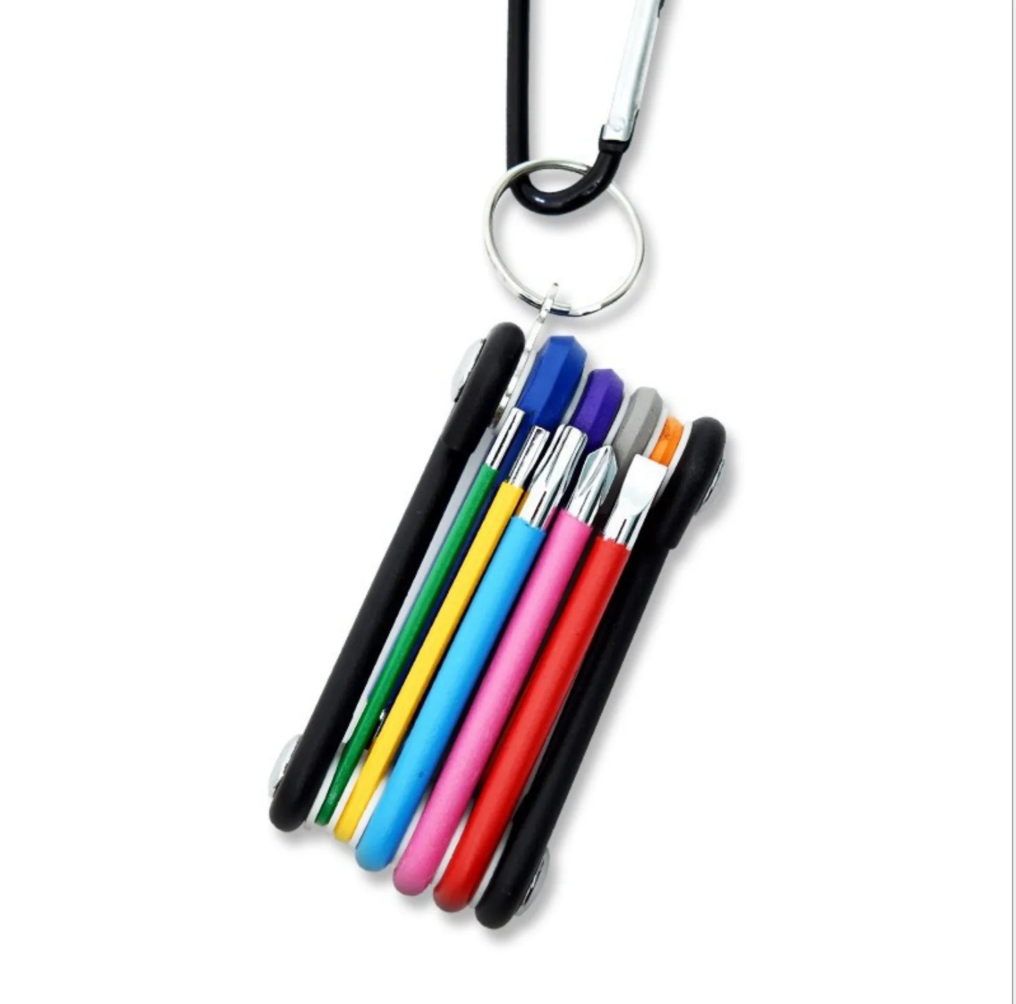 Hexagon Mini Folding Allen Wrench Rainbow Hex Key Bit Set 9PC With Keychain
