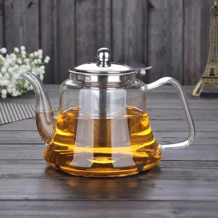 New Design Customized Capacity Fancy clear Glass Flower Tea Pot