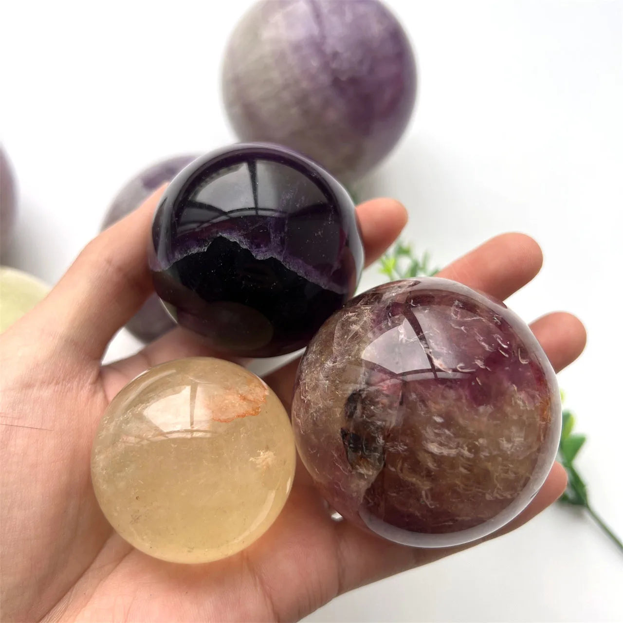 Wholesale Healing Gemstone Balls  Han Decorative Crystal Pink Purple Yellow Fluorite Sphere  Ball