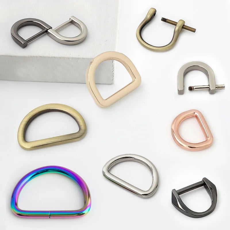 Nolvo 1" Inch Weld Black Flat D Ring Screw Handbag Metal D Ring Buckle for Bag Fittings Adjustable Removable D-Ring 25Mm