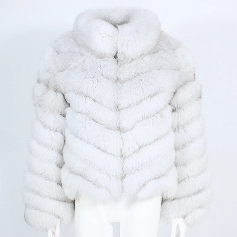 2023 Luxury Whole Genuine Leather Real Fox Fur Coat for Women Winter Jacket Outerwear Furry Collar Streetwear Genuine Fox Coat
