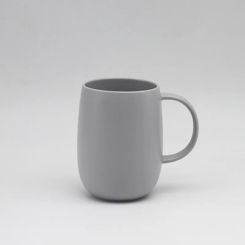 Nordic White Porcelain Water Cup Minimalist Light Grey Large Couple Coffee Cup for Hotel